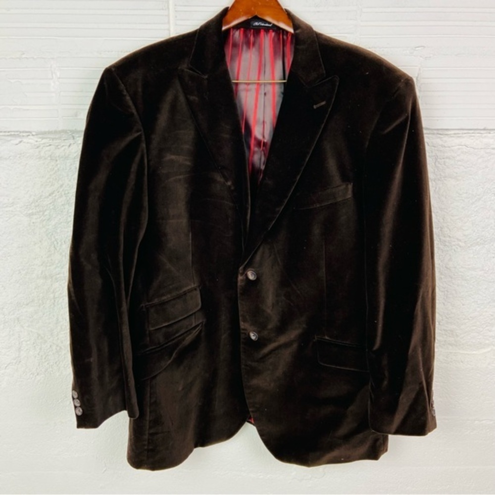 CLUB INTERNATIONAL crushed velvet brown cotton men’s blazer size 44R